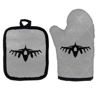 Thumbnail for Fighting Falcon F16 Silhouette Designed Kitchen Glove & Holder