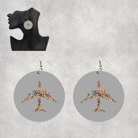 Thumbnail for Colourful Airplane Designed Wooden Drop Earrings