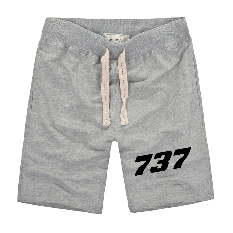 737 Flat Text Designed Cotton Shorts