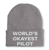 Thumbnail for World's Okayest Pilot Embroidered Beanies