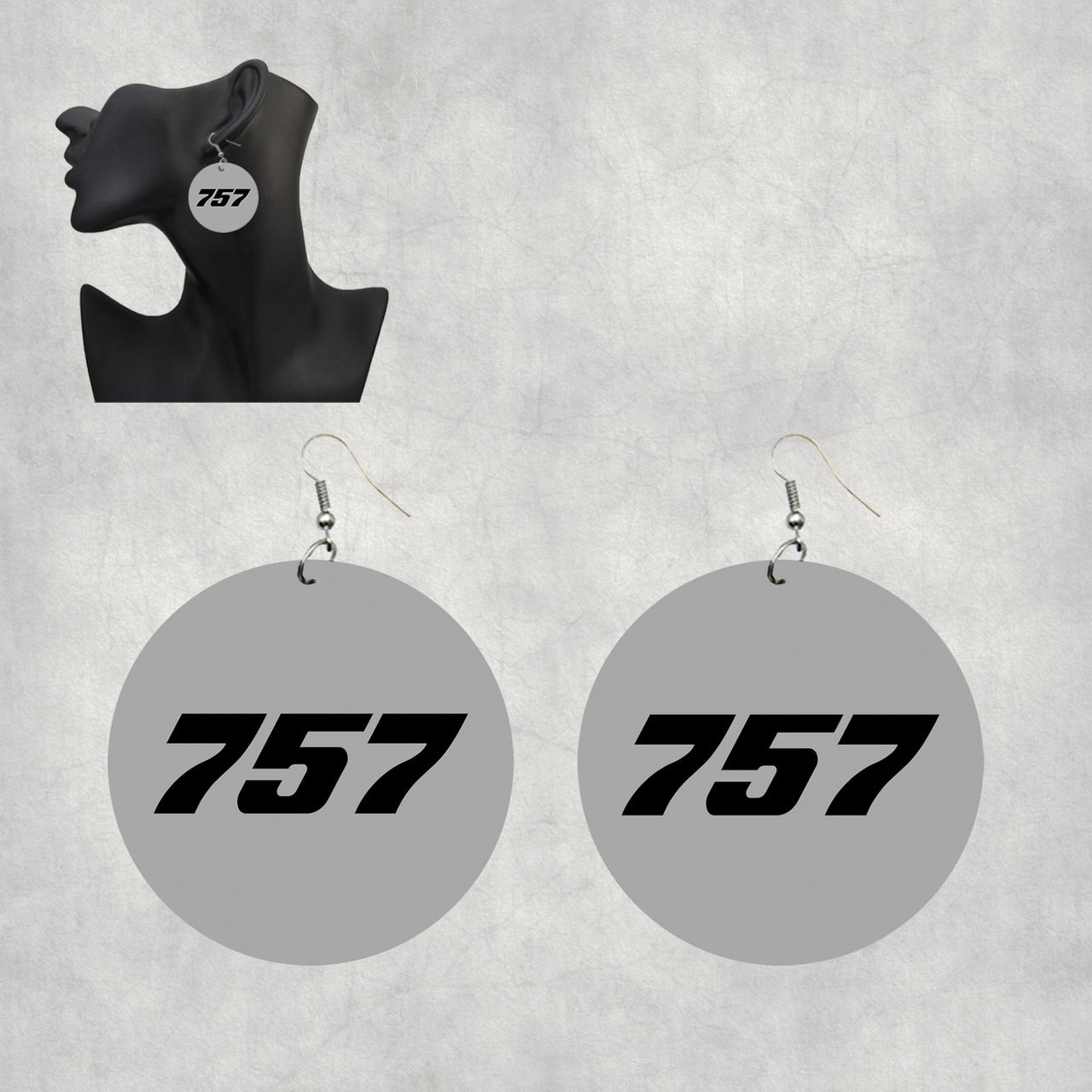 757 Flat Text Designed Wooden Drop Earrings