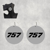 Thumbnail for 757 Flat Text Designed Wooden Drop Earrings