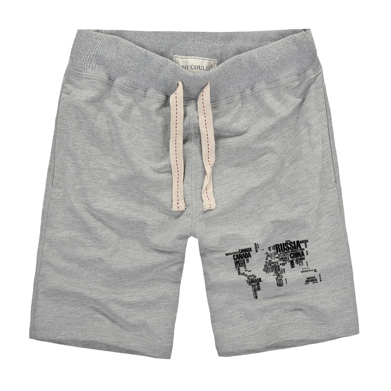 World Map (Text) Designed Cotton Shorts