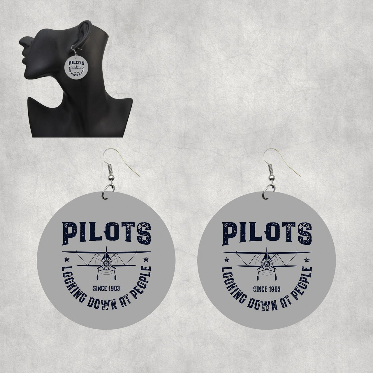 Pilots Looking Down at People Since 1903 Designed Wooden Drop Earrings