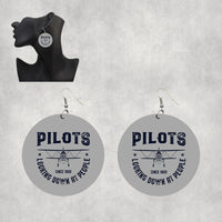 Thumbnail for Pilots Looking Down at People Since 1903 Designed Wooden Drop Earrings