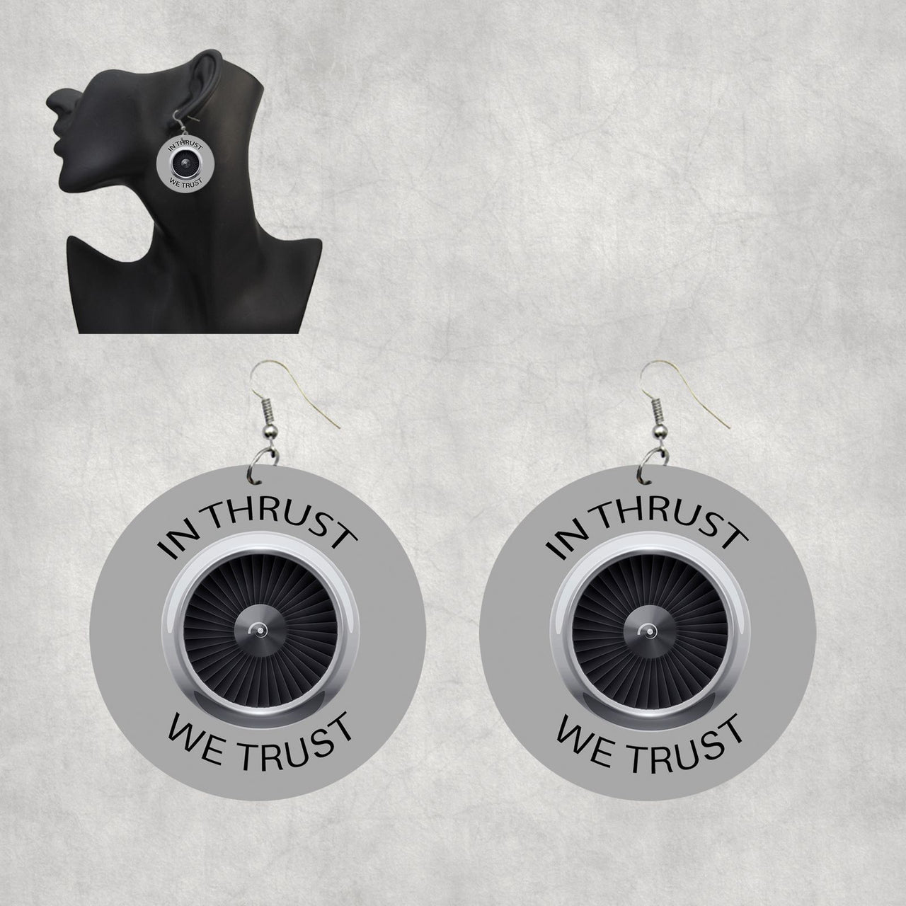 In Thrust We Trust Designed Wooden Drop Earrings