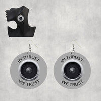 Thumbnail for In Thrust We Trust Designed Wooden Drop Earrings