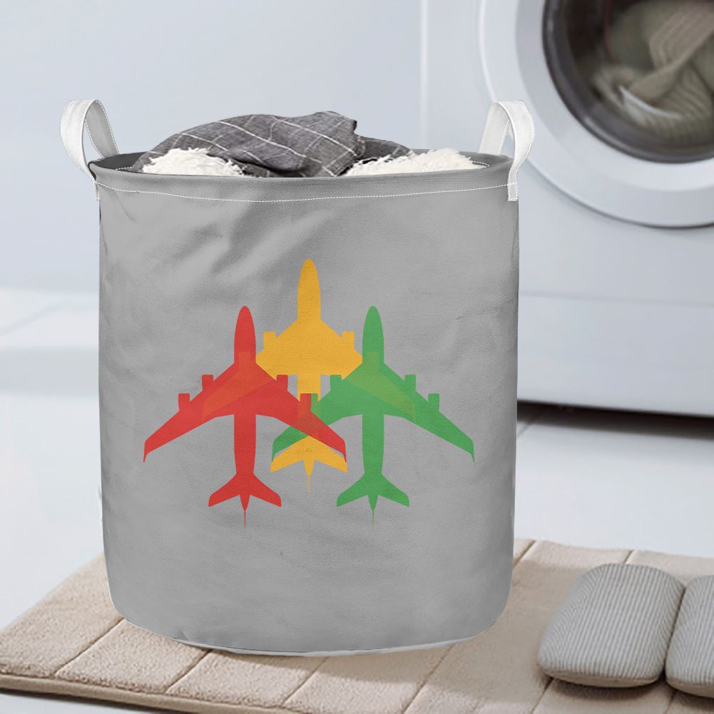 Colourful 3 Airplanes Designed Laundry Baskets