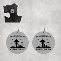 Thumbnail for Air Traffic Controllers - We Rule The Sky Designed Wooden Drop Earrings