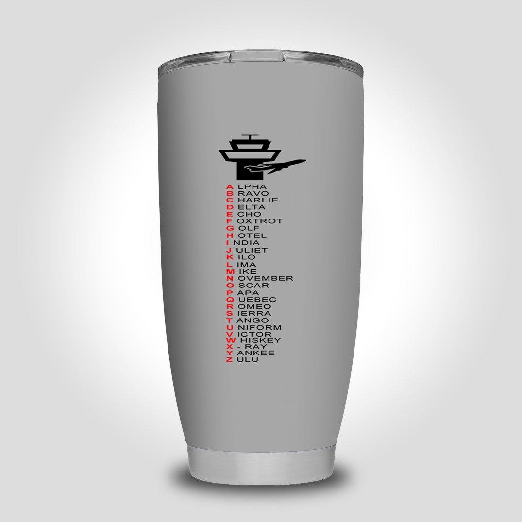Aviation Alphabet Designed Tumbler Travel Mugs