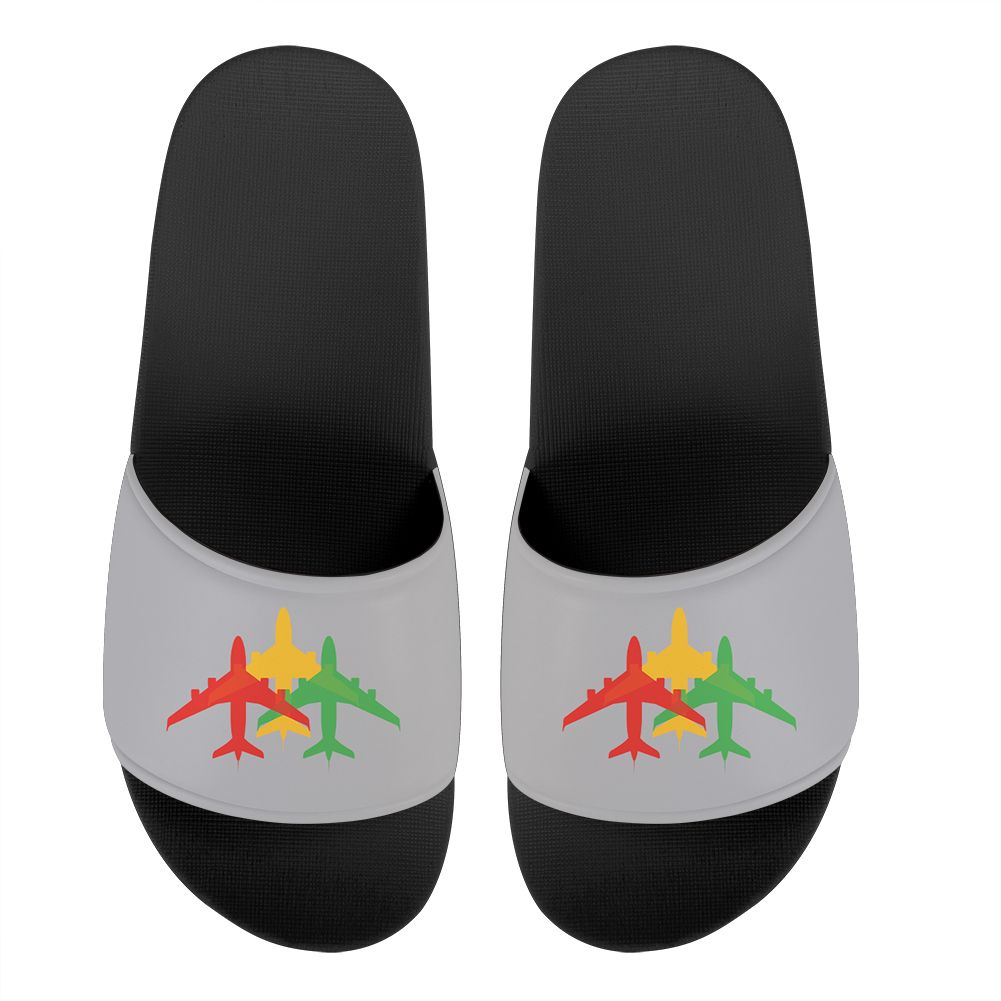 Colourful 3 Airplanes Designed Sport Slippers