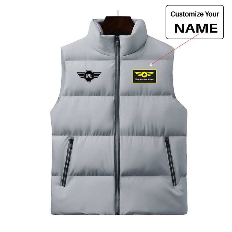 Born To Fly & Badge Designed Puffy Vests