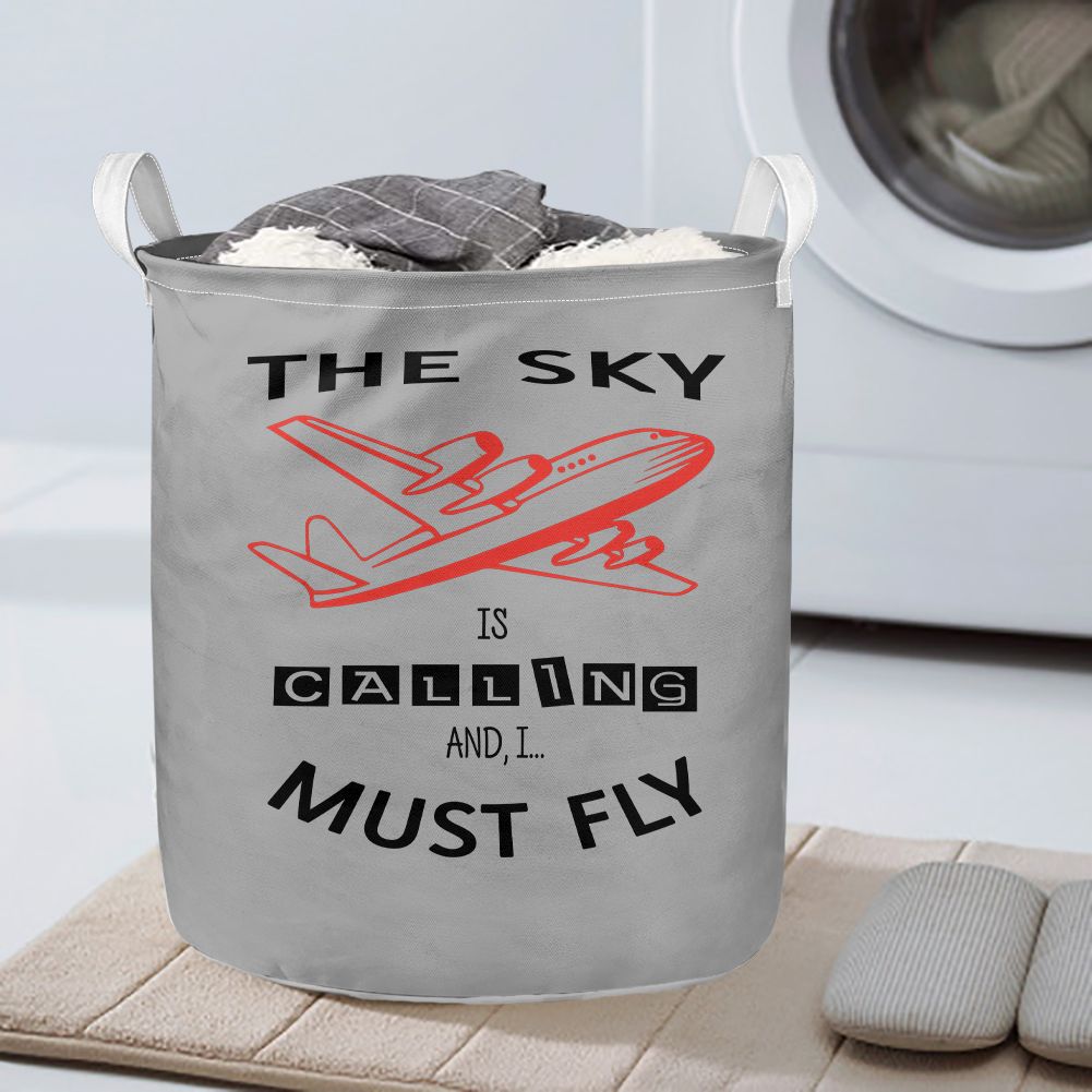 The Sky is Calling and I Must Fly Designed Laundry Baskets