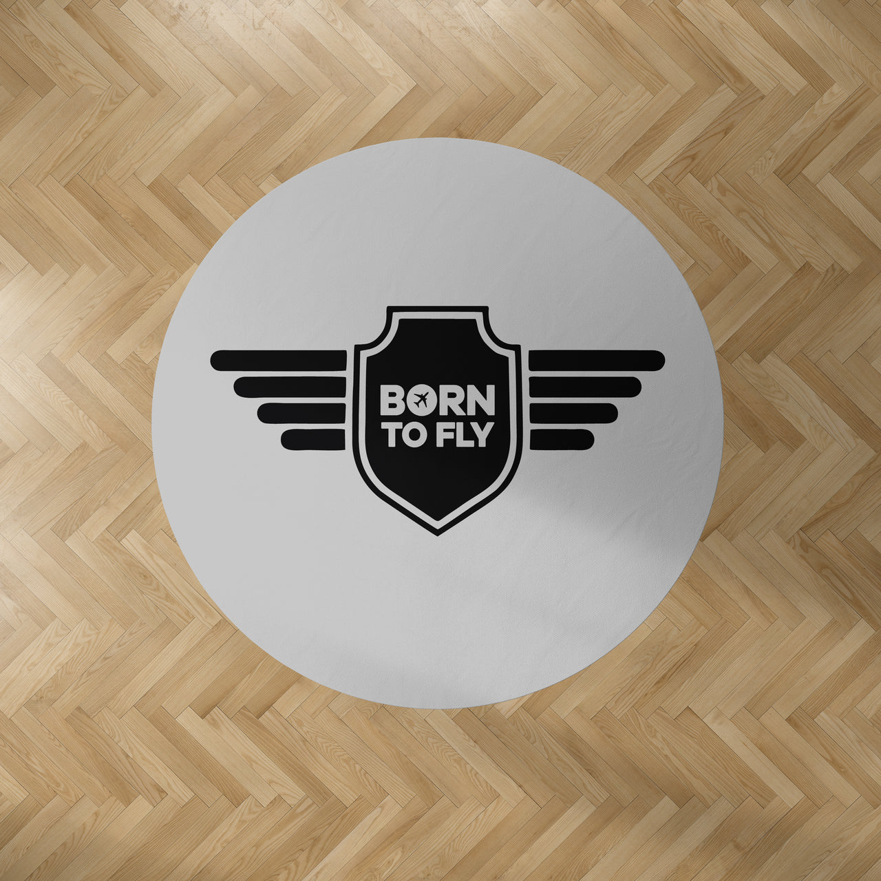 Born To Fly & Badge Designed Carpet & Floor Mats (Round)
