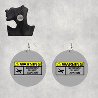 Thumbnail for Warning May Constantly Talk About Aviation Designed Wooden Drop Earrings