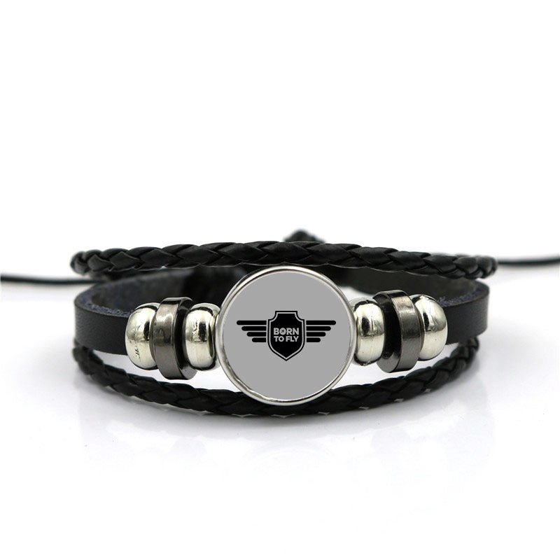 Born To Fly & Badge Designed Leather Bracelets