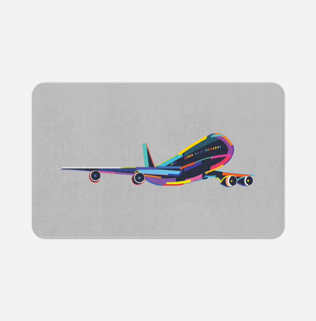 Multicolor Airplane Designed Bath Mats