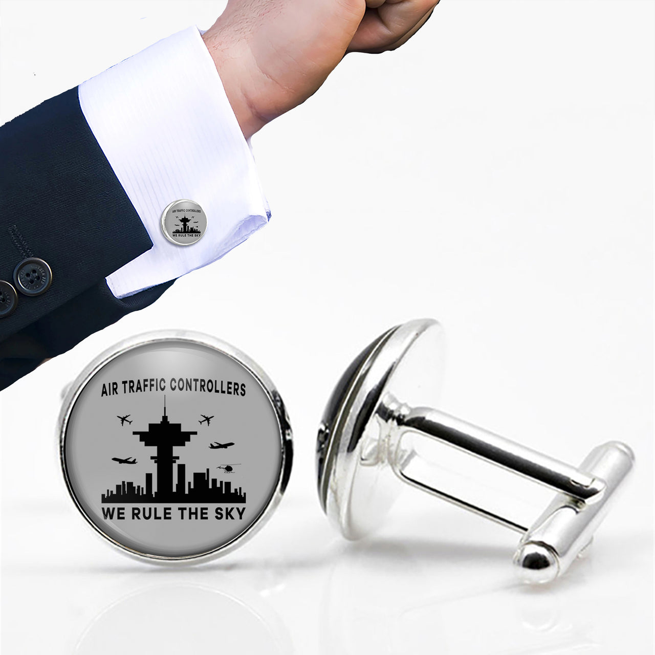 Air Traffic Controllers - We Rule The Sky Designed Cuff Links