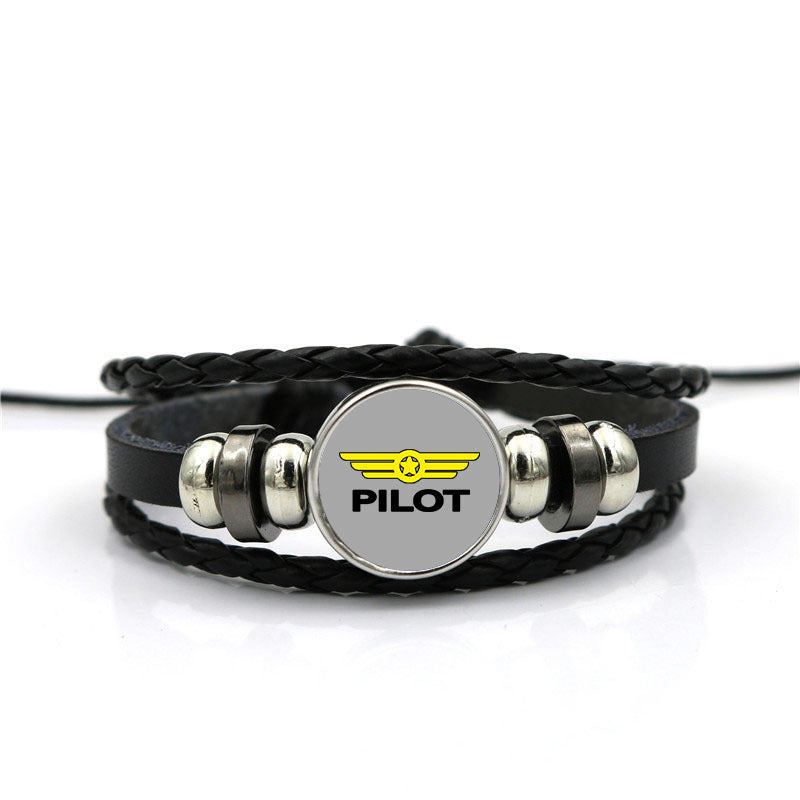 Pilot & Badge Designed Leather Bracelets