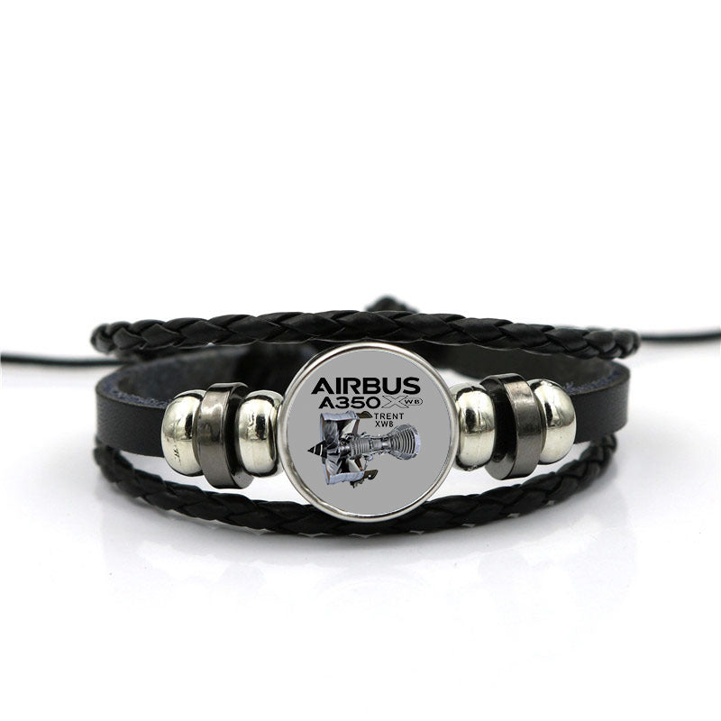 Airbus A350 & Trent Wxb Engine Designed Leather Bracelets
