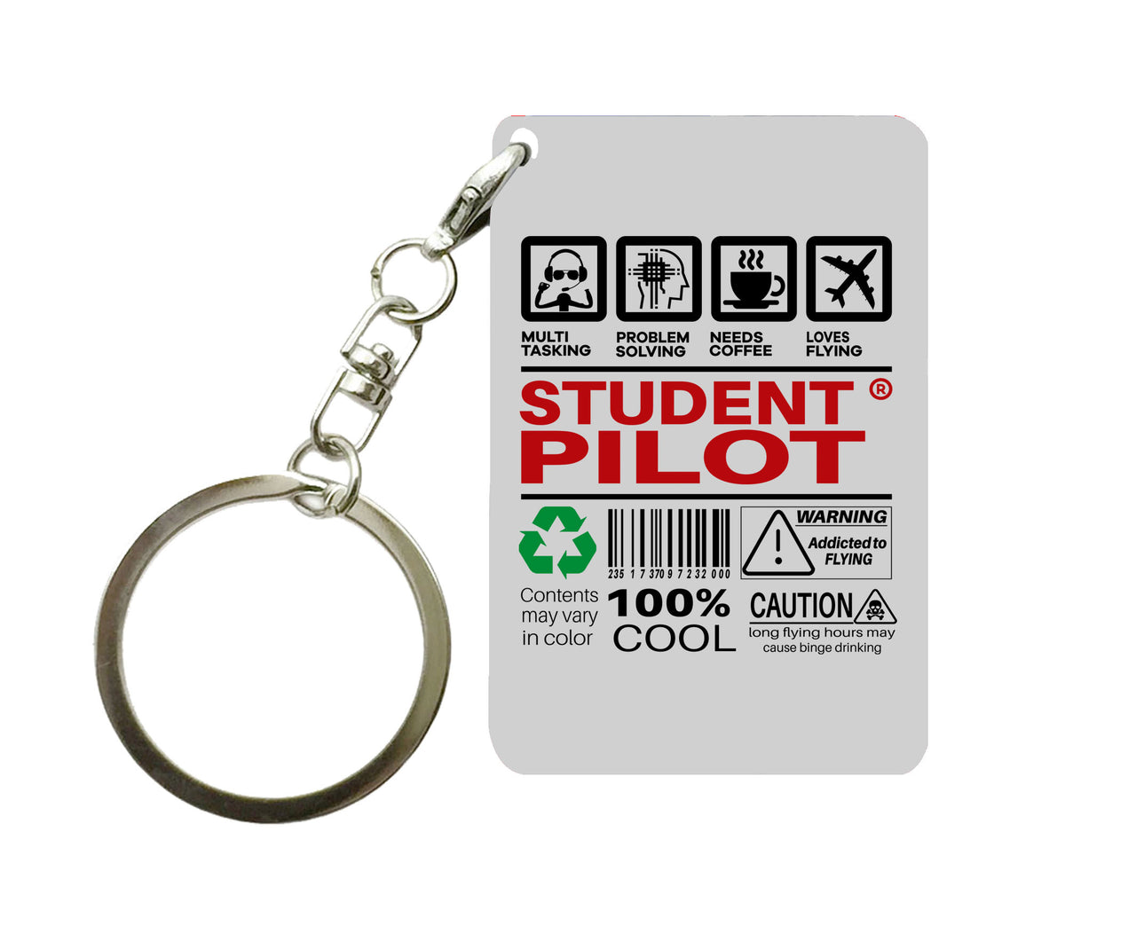 Student Pilot Label Designed Key Chains
