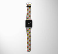 Thumbnail for Flat Colourful 737 Designed Leather Apple Watch Straps