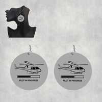 Thumbnail for Pilot In Progress (Helicopter) Designed Wooden Drop Earrings
