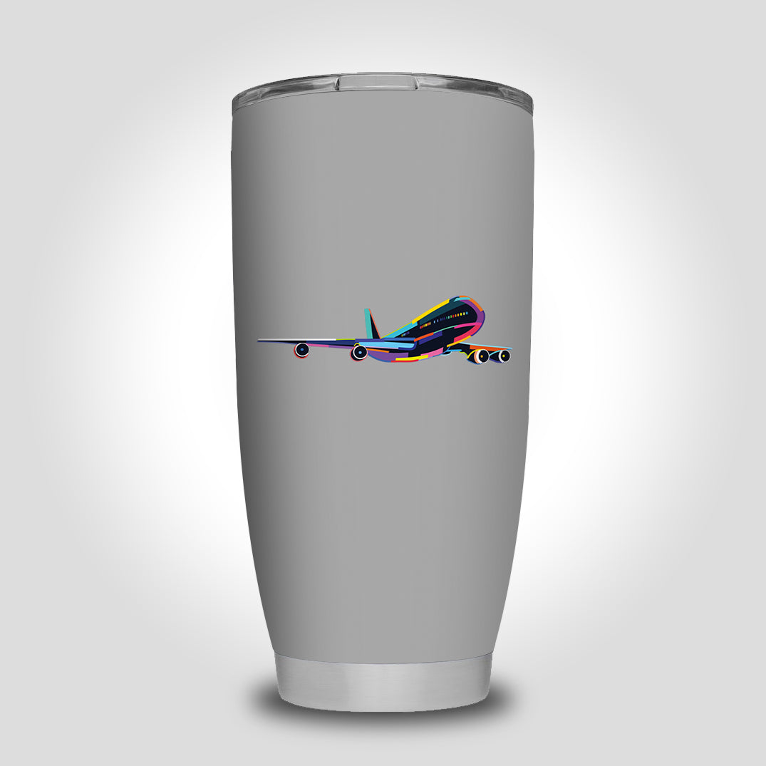 Multicolor Airplane Designed Tumbler Travel Mugs