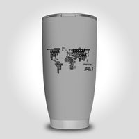 Thumbnail for World Map (Text) Designed Tumbler Travel Mugs