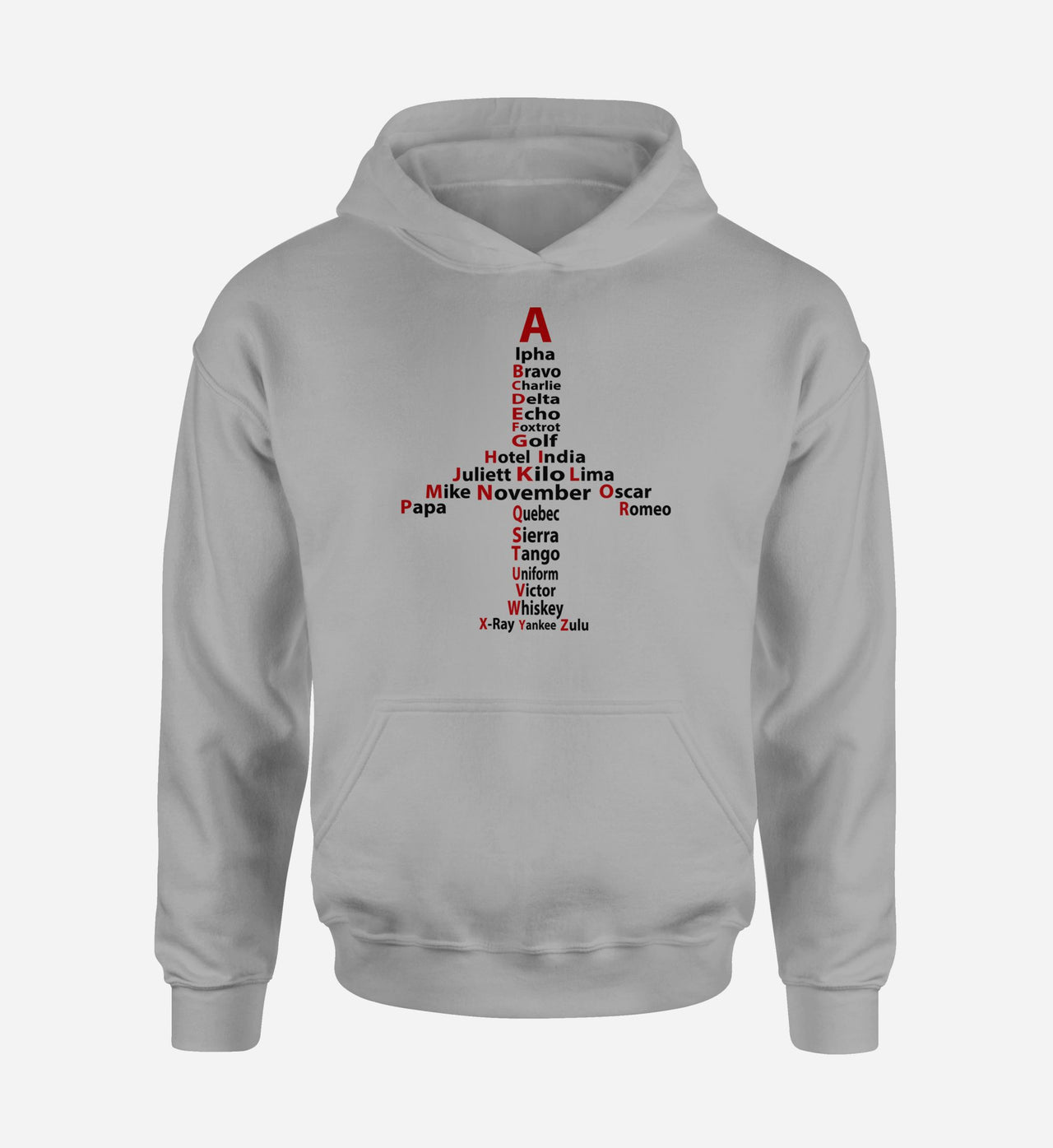 Airplane Shape Aviation Alphabet Designed Hoodies