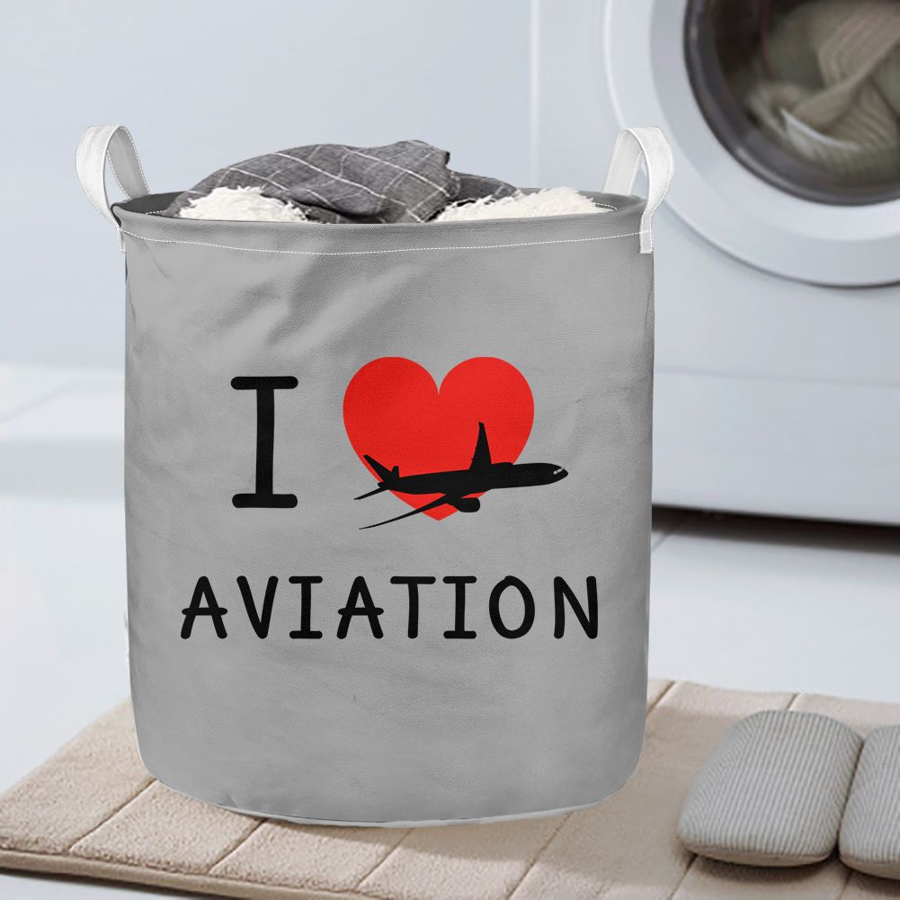 I Love Aviation Designed Laundry Baskets
