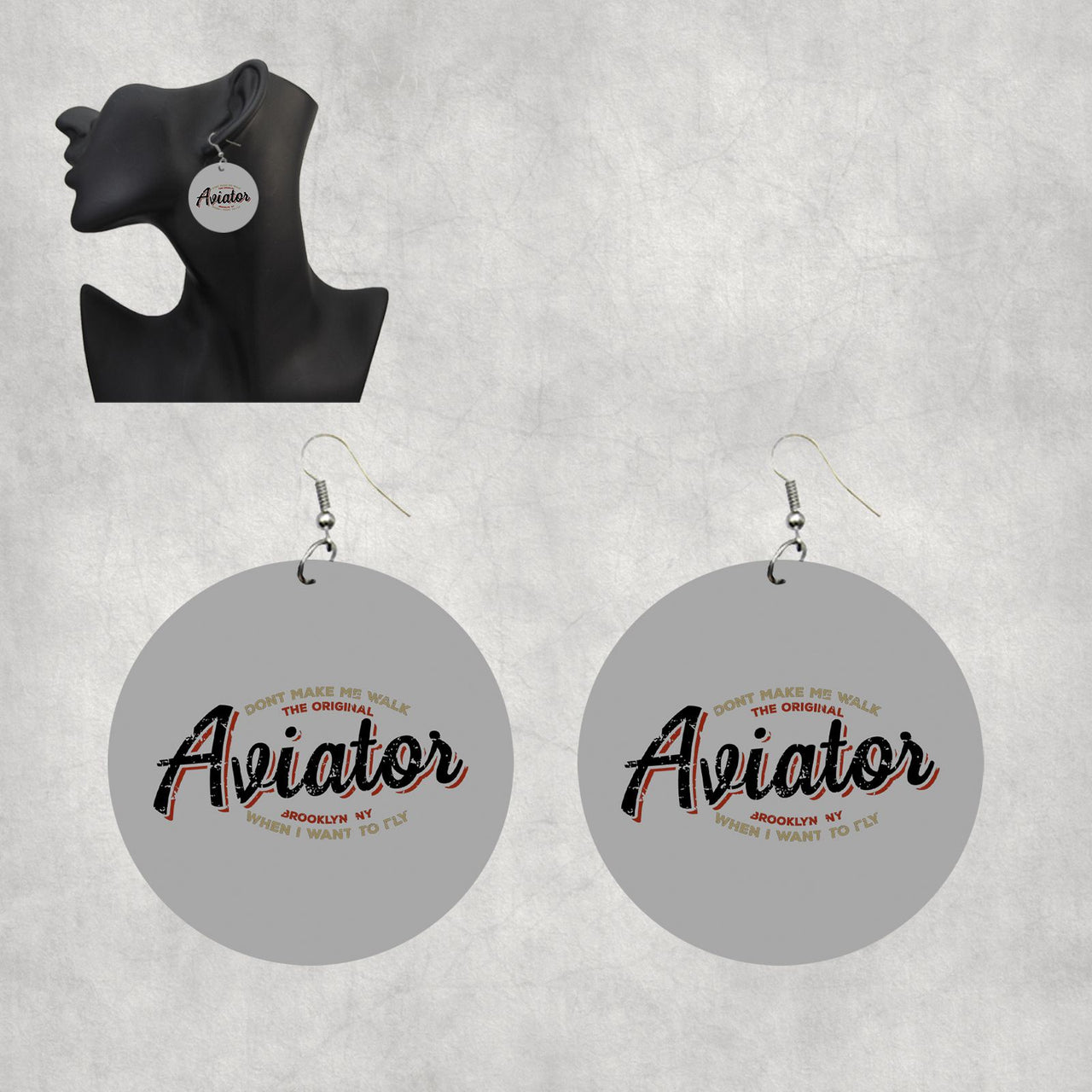 Aviator - Dont Make Me Walk Designed Wooden Drop Earrings