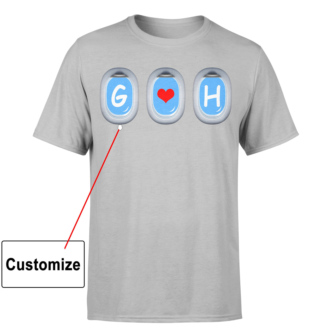 Customizable PLANE WINDOWS HEART Designed T-Shirts