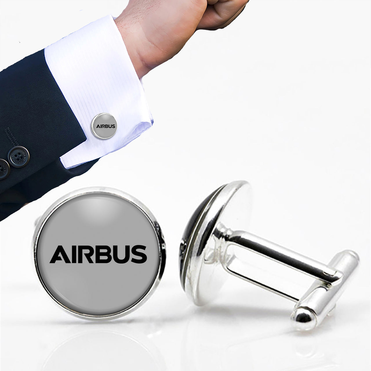 Airbus & Text Designed Cuff Links