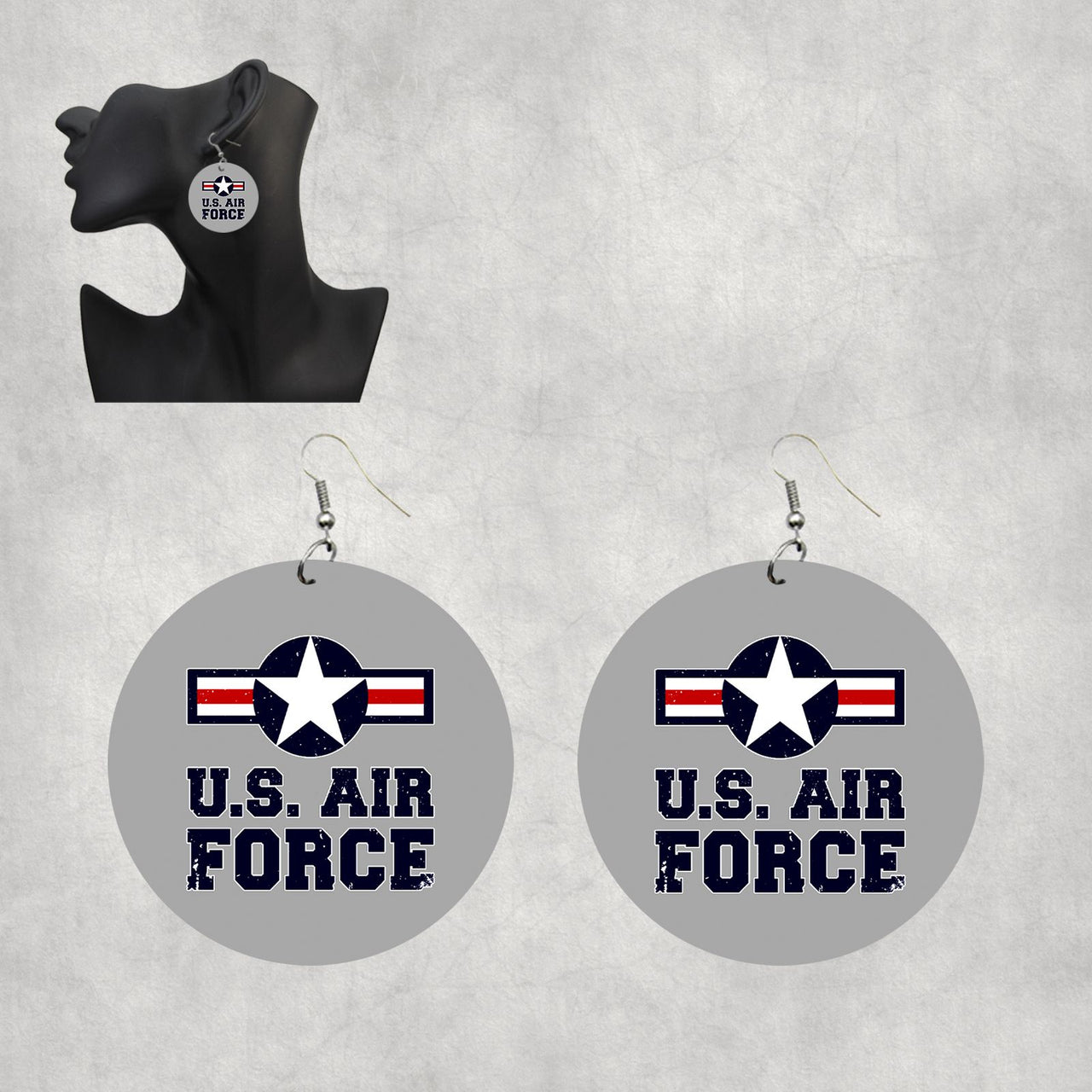 US Air Force Designed Wooden Drop Earrings