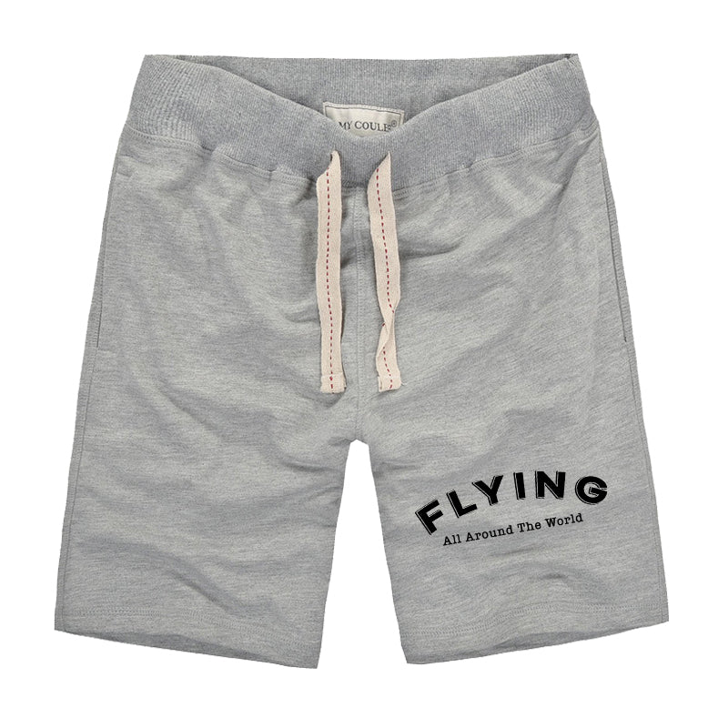 Flying All Around The World Designed Cotton Shorts