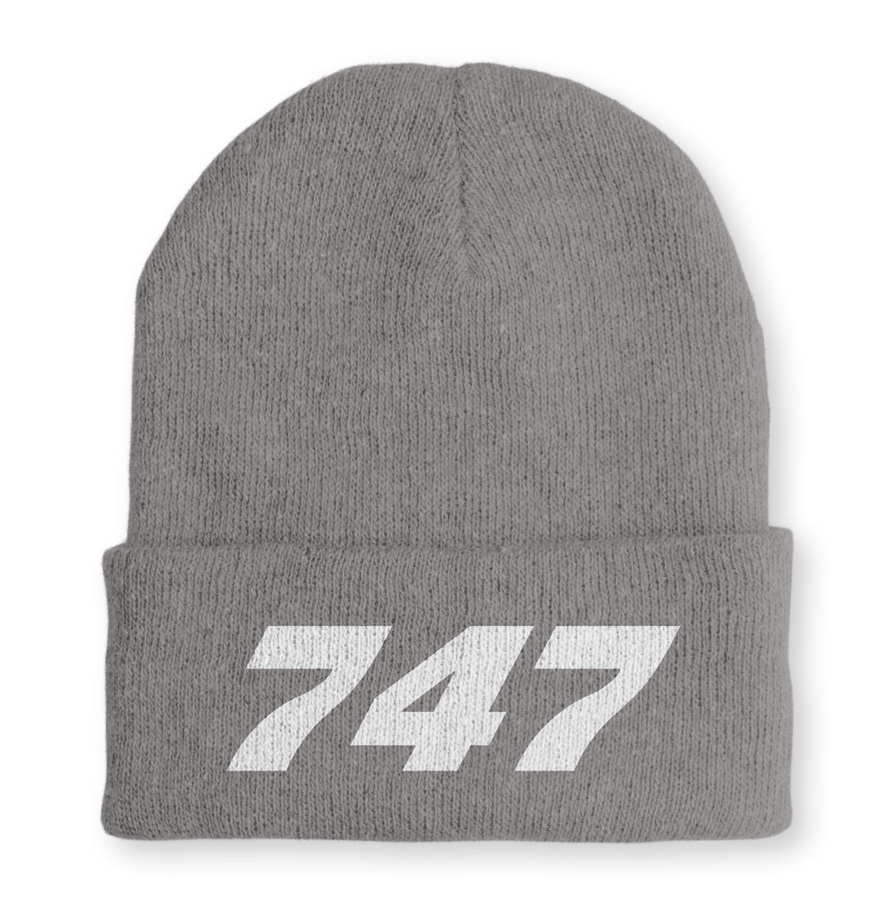 747 Flat Text Embroidered Beanies
