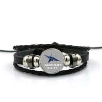 Thumbnail for The Sukhoi SU-35 Designed Leather Bracelets