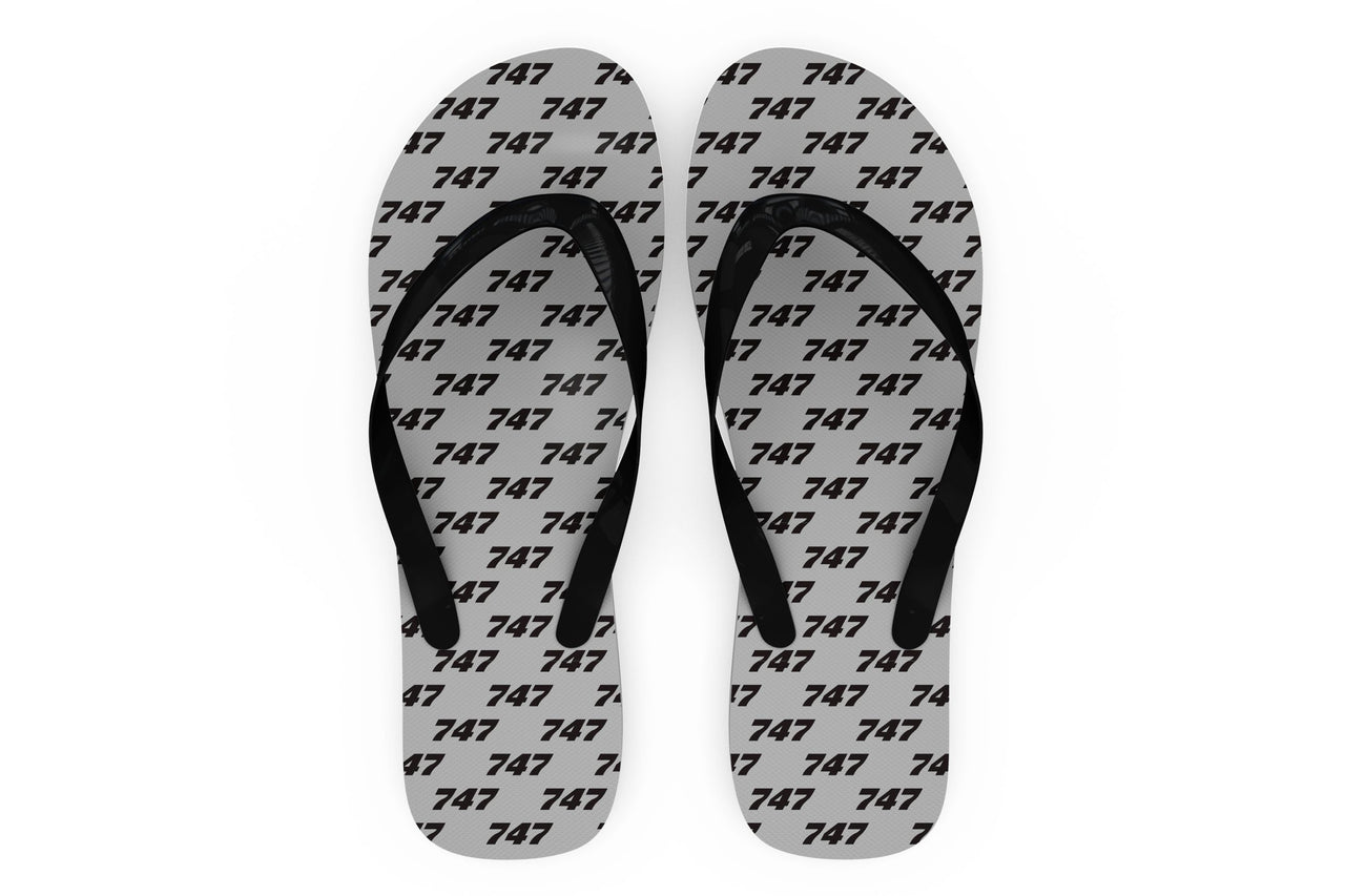 747 Flat Text Designed Slippers (Flip Flops)