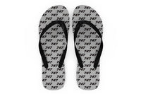 Thumbnail for 747 Flat Text Designed Slippers (Flip Flops)