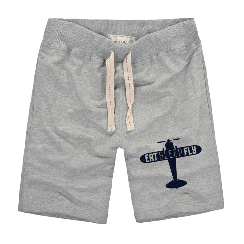 Eat Sleep Fly & Propeller Designed Cotton Shorts