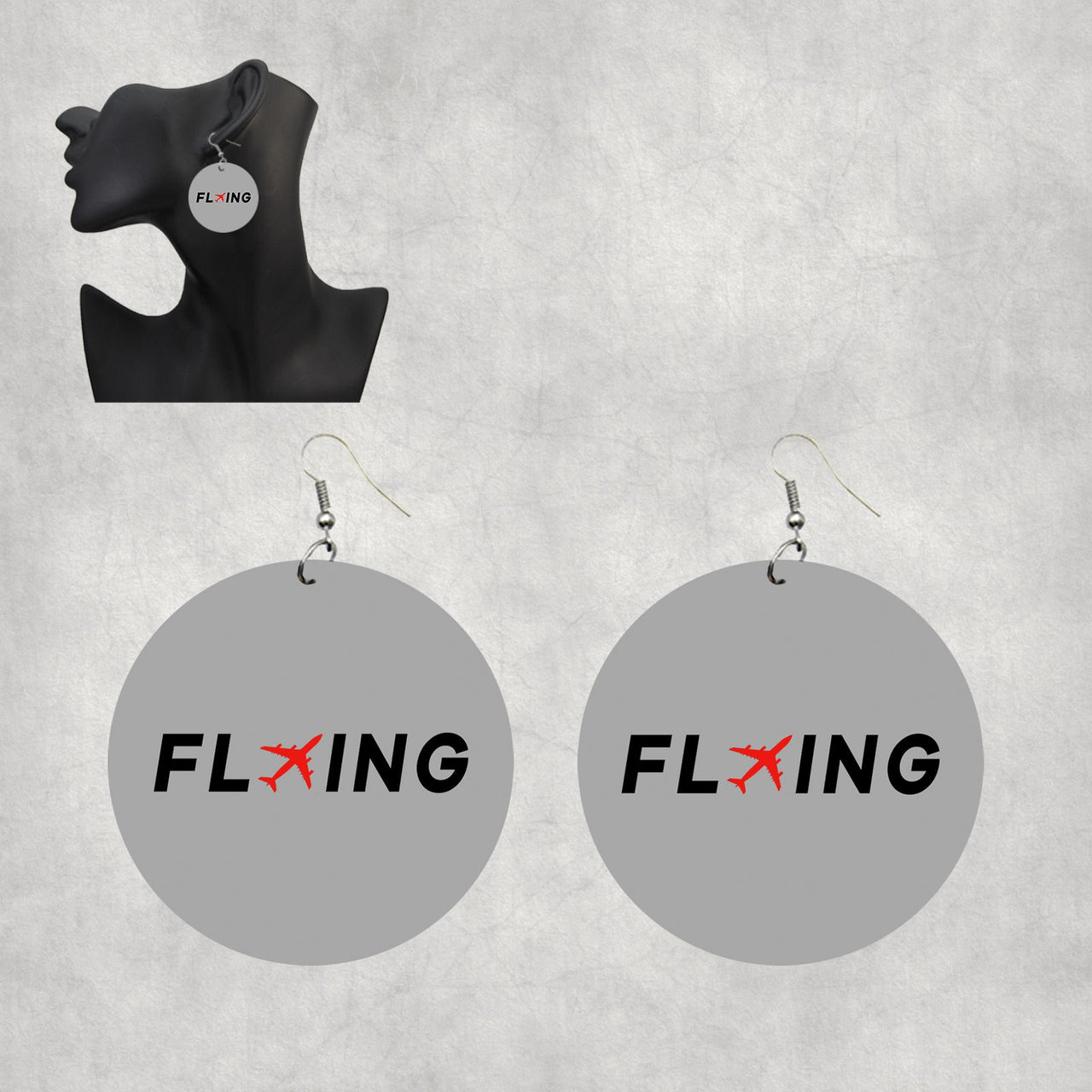 Flying Designed Wooden Drop Earrings