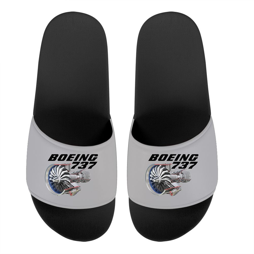 Boeing 737+Text & CFM LEAP-1 Engine Designed Sport Slippers