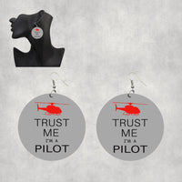 Thumbnail for Trust Me I'm a Pilot (Helicopter) Designed Wooden Drop Earrings