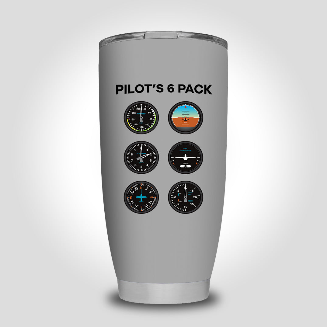 Pilot's 6 Pack Designed Tumbler Travel Mugs
