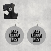 Thumbnail for Eat Sleep Fly Designed Wooden Drop Earrings