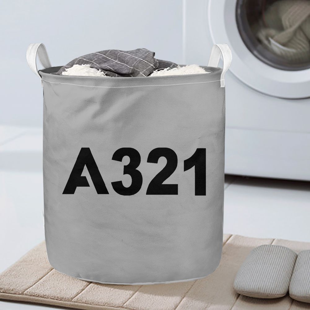 A321 Flat Text Designed Laundry Baskets