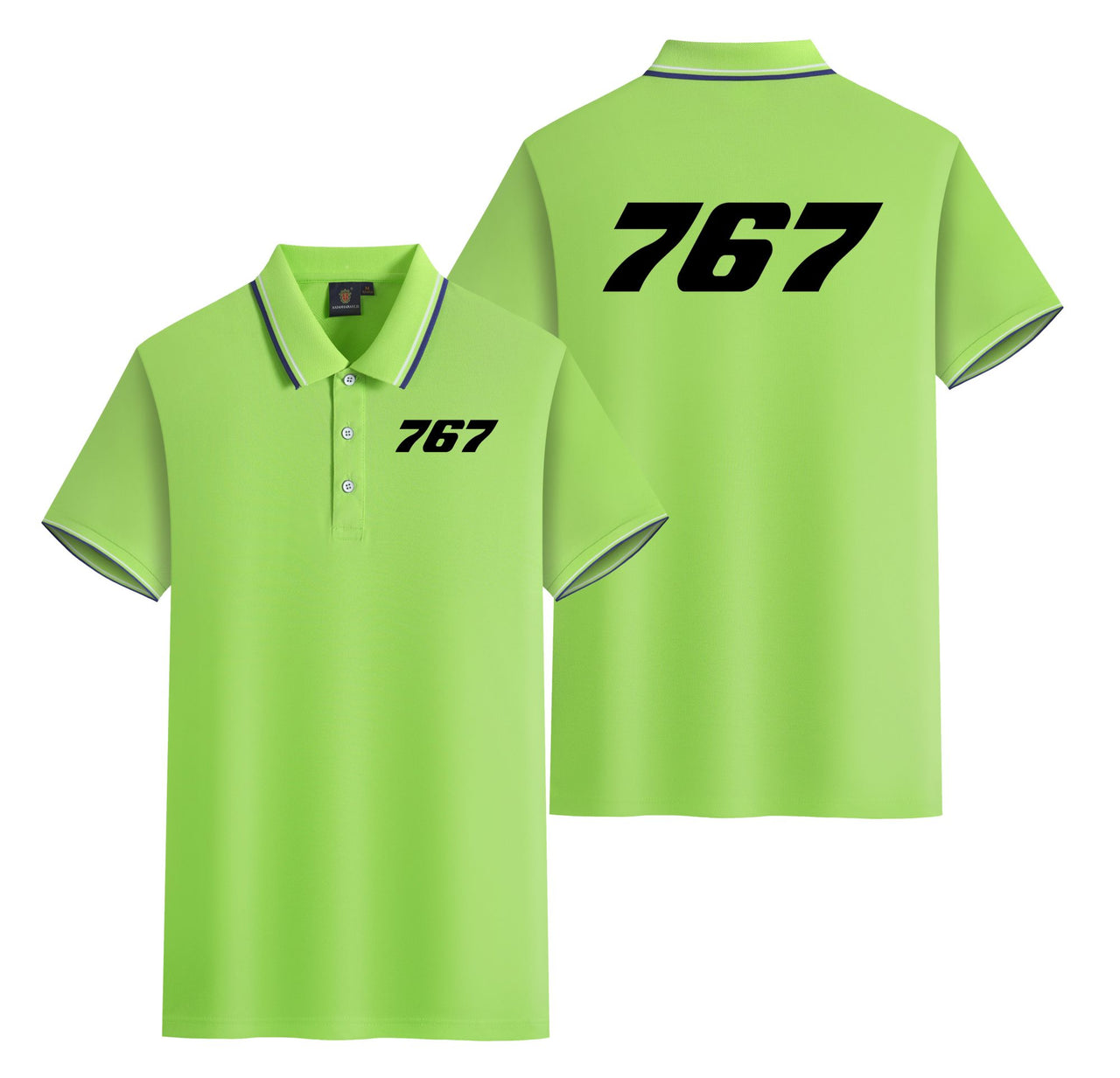 767 Flat Text Designed Stylish Polo T-Shirts (Double-Side)