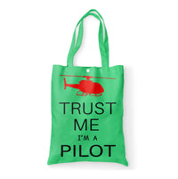 Thumbnail for Trust Me I'm a Pilot (Helicopter) Designed Tote Bags