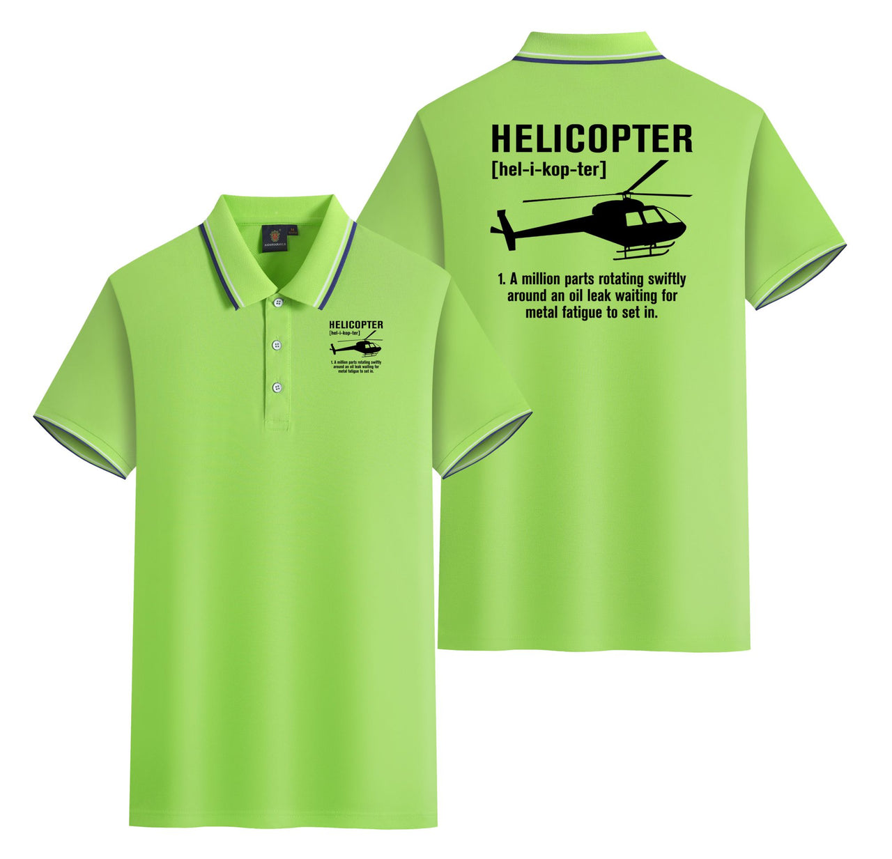 Helicopter [Noun] Designed Stylish Polo T-Shirts (Double-Side)